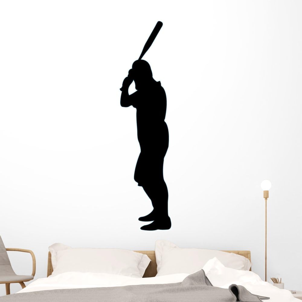 Wallmonkeys WM290036 Baseball Silhouette-37 Peel and Stick Wall Decals, 60" H x 42" W-Jumbo