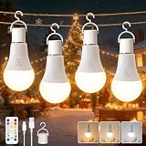 Ketom Lot de 4 Ampoules Rechargeables avec Télécommande, Ampoule Sans Fil E27, 3...