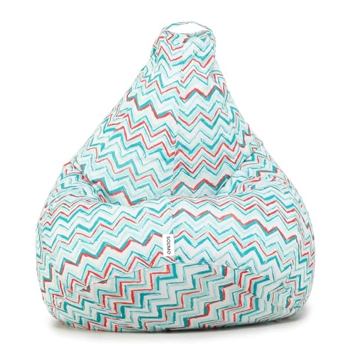 Image of Amazon Brand Solimo Premium Canvas Fabric Bean Bag, Filled with Beans | Capacity: Upto 6' Height, 100 KG Weight | 2XL | Chevron Stripes Printed | Black