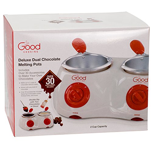 Dual Electric Chocolate Melting Pot Gift Set- Chocolates, Candy Making Or Cheese Fondue Fountain Kit W/ 30 Free Accessories Including Molds, Trays, Dipping Forks & Recipe Book- Great Mother's Day Gift #TOP5