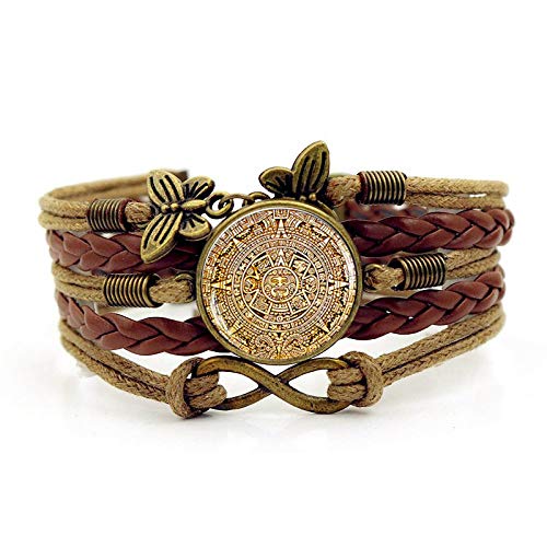 Preisvergleich Produktbild Damen Armbänder Armband Bettelarmband,Multi-Layer Gewebte Schmetterling Unendliche Emay Kalender Zeit Edelstein Armband Aztec Glas Braun Vintage Dome Armband Armband. Geburtstag Geschenk Valentin