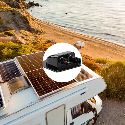 Solar Kabelverschraubung Wasserdicht Dachdurchführung Gehäuse ABS Solar-Kabeleinführungsverschraubung mit Solarpanel Steckverbinder für Wohnmobil Solarmodule Boot Caravan