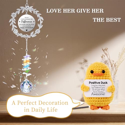 Gifts for Girlfriend, Girlfriend Gifts Mothers Day Sun Catcher I Love You Gift for Her Suncatcher Decoration Postive Duck with Inspirational Saying Birthday Anniversary Stocking Stuffers for Teens