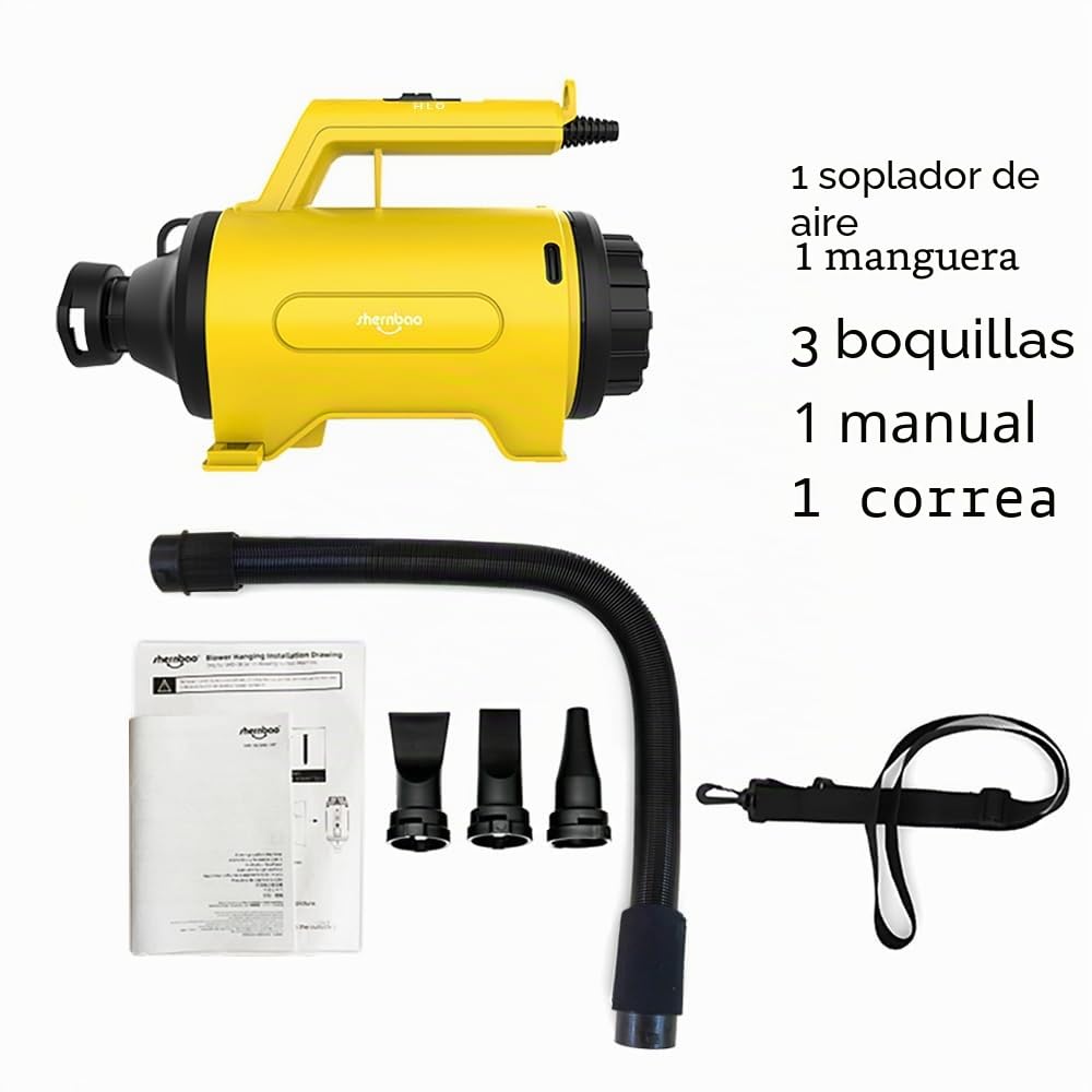 shernbao - Soplador de Aire para Coche, secador, para Motocicleta, purificador de Aire Acondicionado, Tienda y Ventilador Inflable (230 V/1200 W) | Soplador de jardín - Aparato de secado para automóviles (amarillo)
