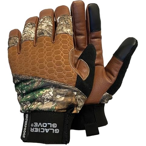 Glacier Glove Unisex Alaska Pro Waterproof Breathable Touchscreen Compatible Gloves with Goat Skin Leather Palm & Thinsulate Lining | for Outdoors, Hunting, Fishing, Hiking, Realtree Edge, Medium Cover