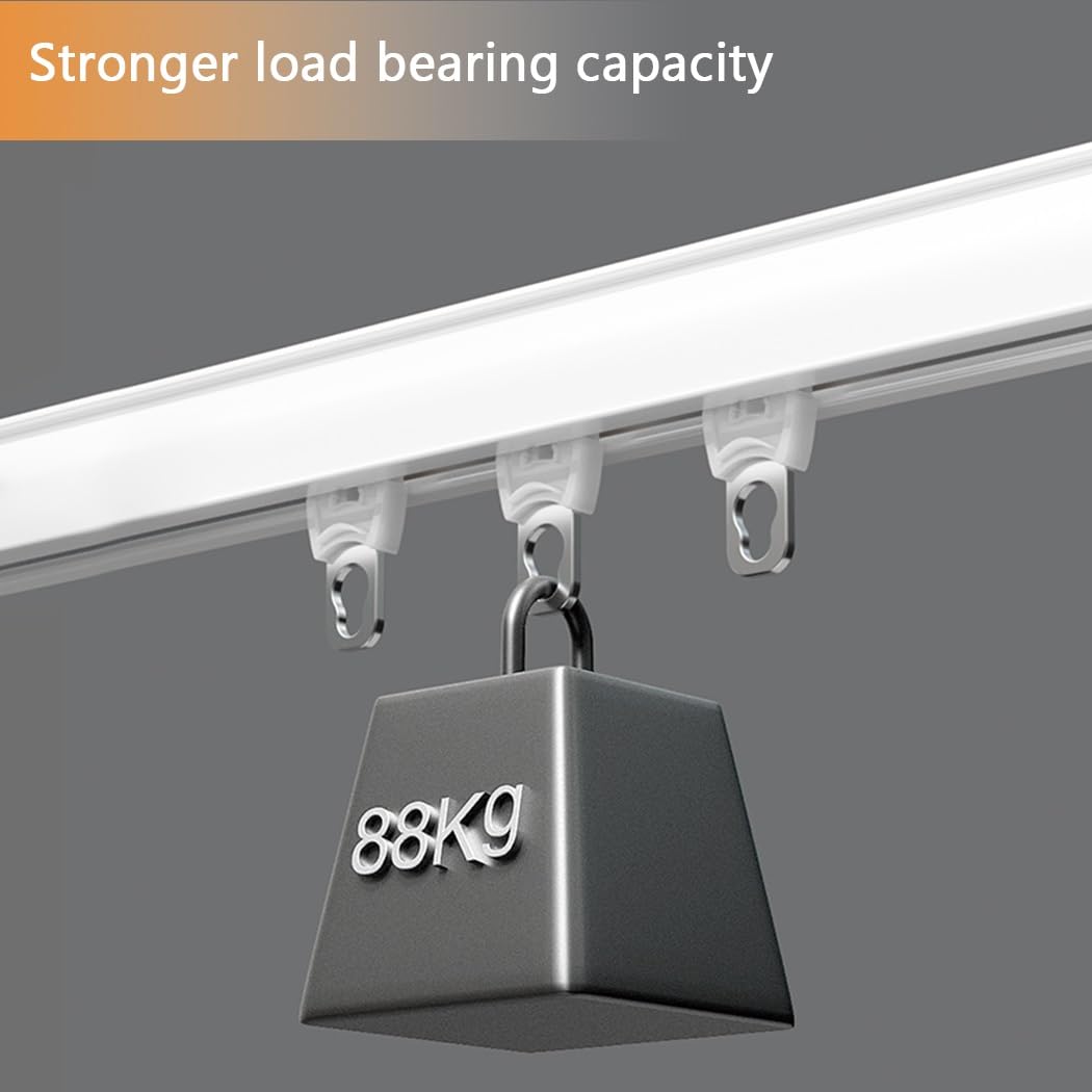 Aluminium Vorhangschienen Set - Zweireihige Vorhangschiene, 2-läufige Deckenschiene Decke/Wand Installieren Gardinen Schienensystem Mit Stummen Rollen(White,14.4FT/440CM)