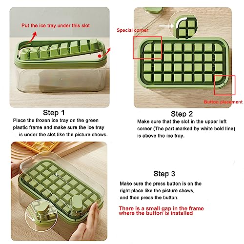 Ice Cube Tray With Lid And Bin, 2 Pack Ice Cube Trays For Freezer, 64 Pcs Ice Cube Mold (Purple) #TOP1