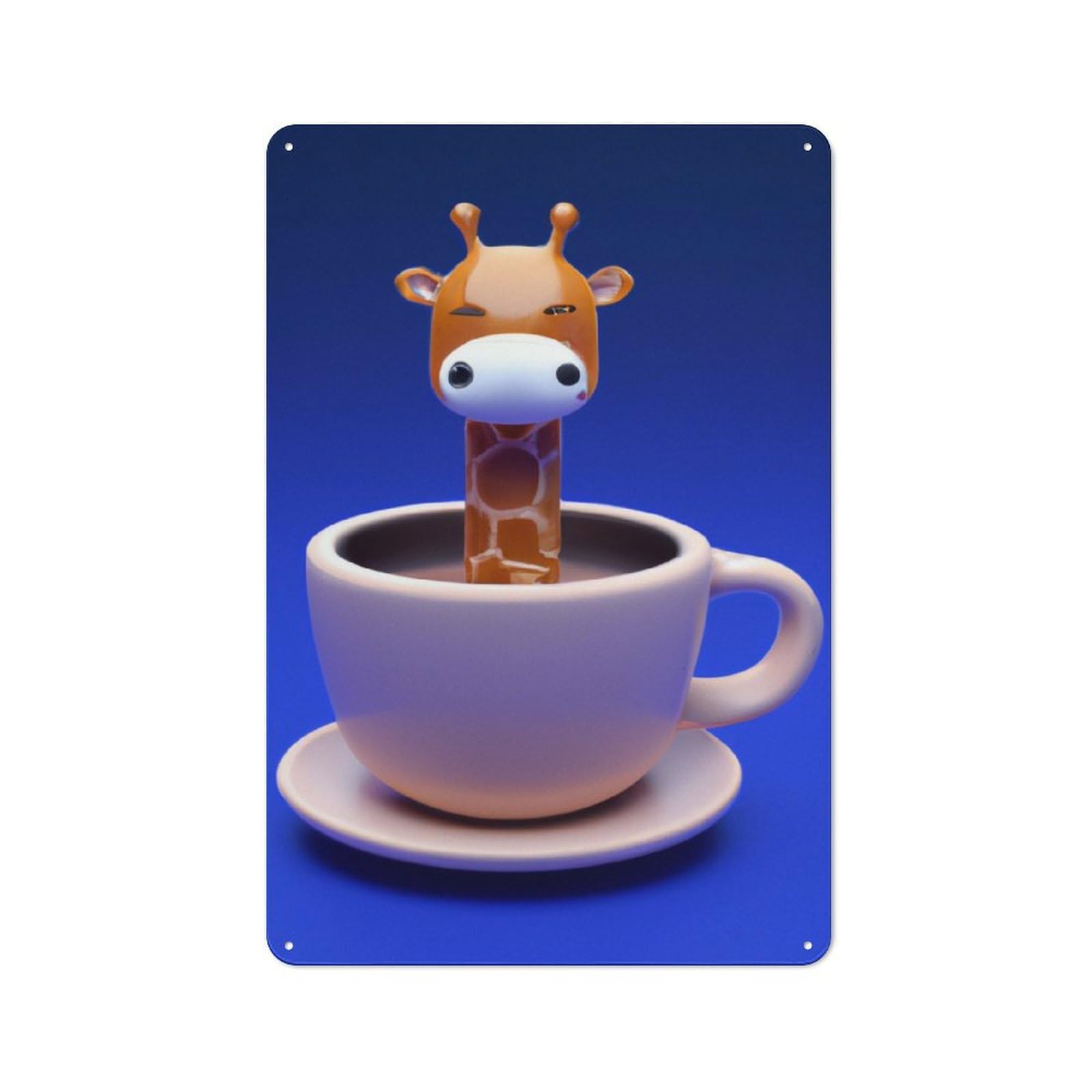 Junmoney Giraffe Cup Vintage Metal Wall Decor 30X20cm, Vintage Metal Sign For Cafe, Bistro, Bakery Or Restaurant