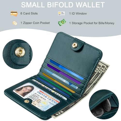 Image of Crocodile Wallets Women Small RFID Blocking Credit Card Holder | Luxury Alligator Faux Leather Thin Bifold Croc Womens Wallet Ladies Mini Purse with Coin Pocket, Dark Green