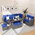 7 Piece Outdoor Patio Furniture Set with Plastic Wooden Table, Patio Rattan Conversationr Sofa Set, All Weather Sectional Rattan Sofa and Chairs, Garden, Porch, Poolside, Grey + Light Grey