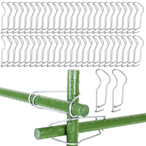Wedhapy Clips para Plantas trepadoras 50 Clips de Soporte para Plantas de Acero Inoxidable para enrejados Hebillas de conexión para cañas de bambú y cañas de jardín.