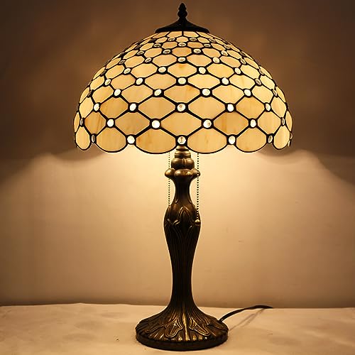 Image of WERFACTORY Tiffany Table Lamp Stained Glass Bedside Lamp Desk Reading Light