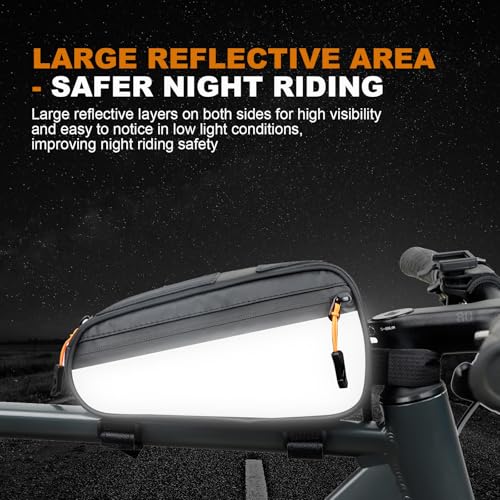 Image of NDakter Bike Triangle Frame Bag, Bicycle Storage Pouch with 2 Side Pockets, 3-in-1 Top Tube Bags for Phone, Waterproof Cycling Tool Accessories Pack for MTB Mountain Road Bikes(1.2L)