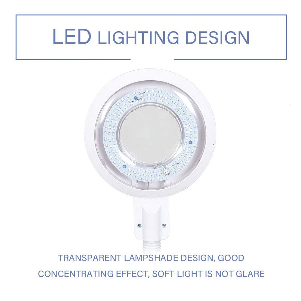 Lampada con Lente d'Ingrandimento da Terra, Lente d'Ingrandimento 16X con Luce Diurna a LED, Altezza Regolabile per Lettura, Bellezza, Manicure, Tatuaggio, Salone, Artigianato
