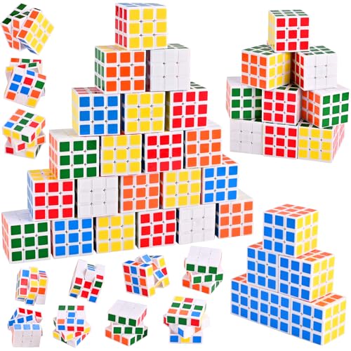 GOLDGE 40 Mini Cube Puzzles, 1.18in 3x3, Fun Party Favors for Kids - School Rewards & Classroom Prizes, Perfect for Birthdays, Easter, Christmas & Stocking Stuffers (40PCS-6 Colors (Black))