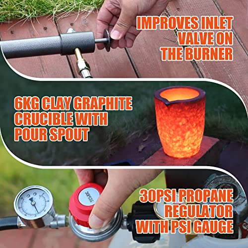 Toauto SG-QTRJL 6Kg Upgraded Propane Melting Furnace Tmf6000B-V3 Gas Kiln Kit 1300°C /2372°F For Scrap Metal Recycle Gold Silver Copper Aluminum Melting Refining Smelting thumb #3