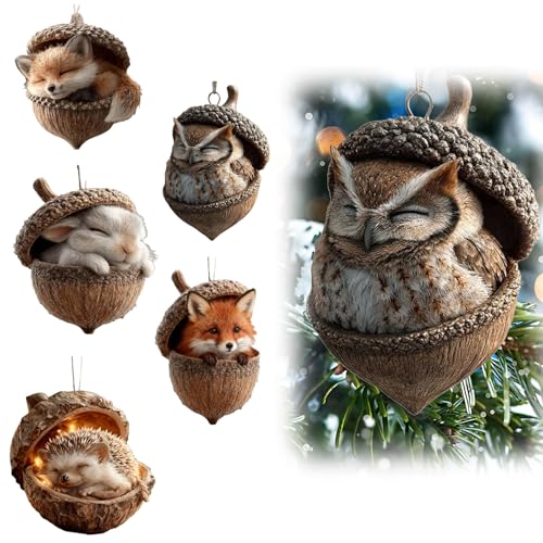 Forests Animal Acorn Ornaments 5pcs Weihnachten Acryl Tier Dekor 2D...