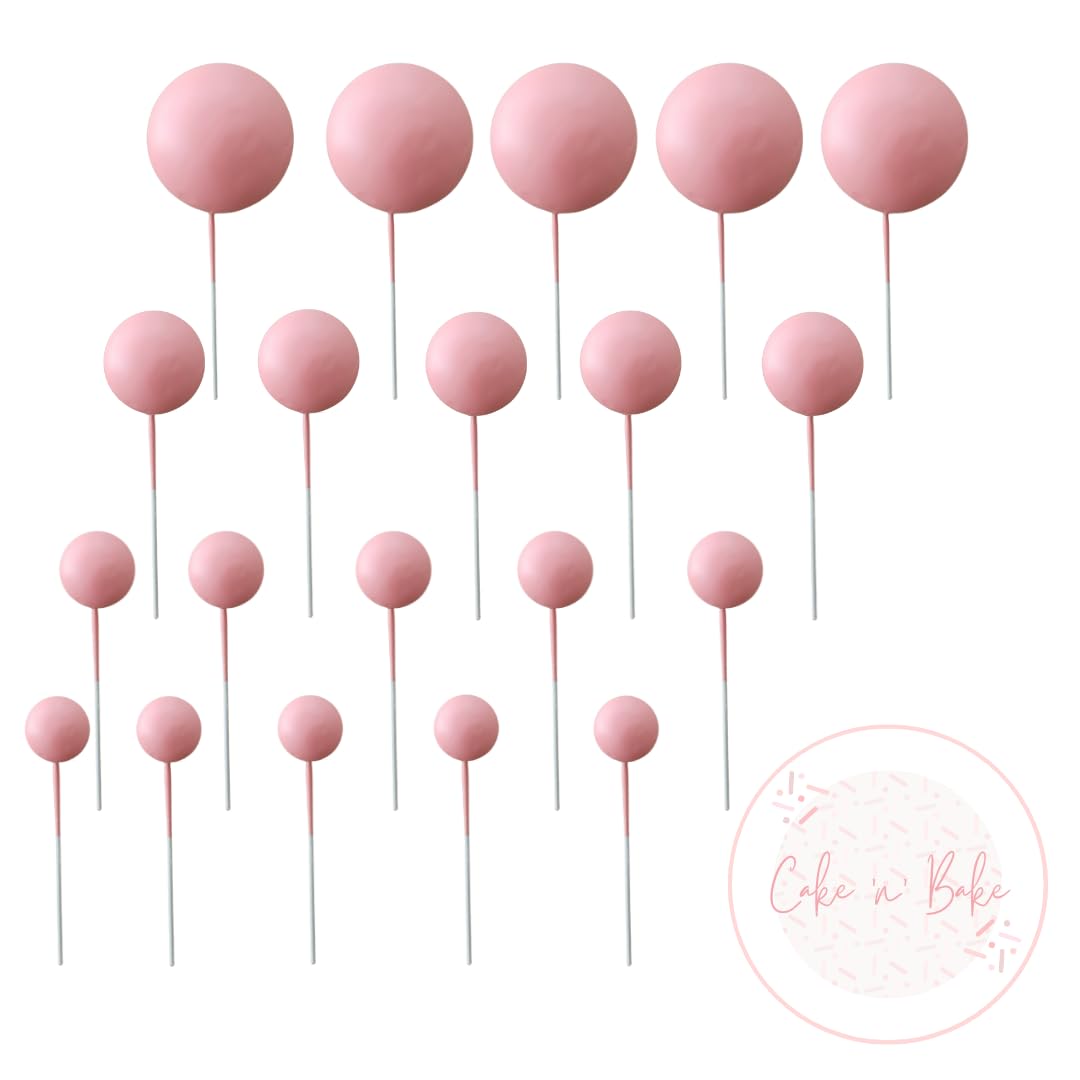 Faux Coloured Polystrene Cake Topper Ball Spheres - Pack of 20 (Light Pink)
