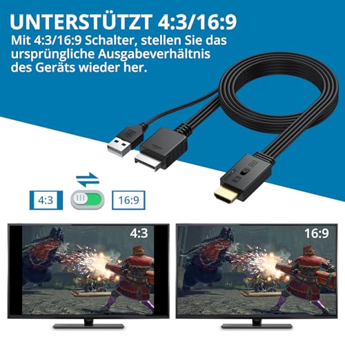 AUTOUTLET PS1/PS2 auf HDMI Adapter, Echt Plug & Play, 4:3/16:9 Umschalter – Ansicht 4