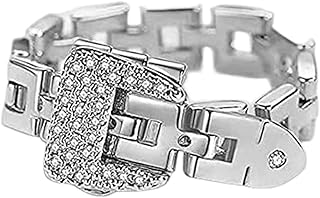 指輪 ジルコン ミニチュア ベルトバックルデザイン 指輪 おしゃれ シンプル 調整可能開口 人気 指輪 多重円 中継玉 願をたてる 銀のアクセサリー おわりの指輪だち クリスマス バレンタインデー 記念日新年の贈り物 成人式 ゴールデン シルバー (シルバー)