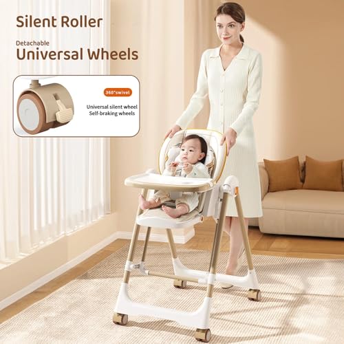 Image of StarAndDaisy Galaxy 2 in1 Rocking Baby High Chair for Boys and Girls Dining Chair 4 Level Reclining Position, Adjustable Height, Locking Wheels, 5 Point Safety Belt (Grey)