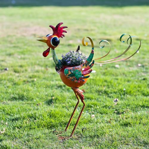 Ahorra 40% en maceta decorativa de gallo de metal para jardín