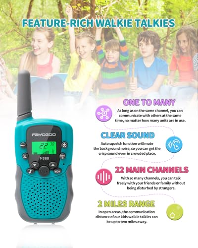 FAYOGOO 3 Pack Walkie Talkies for Kids Long Range 2 Miles,Rechargeable Kids Walkie Talkies with Flashlight,Built-in Battery,Toys Gifts for 3-12 Year Old Boys Girls, Christmas Birthday Gifts - Image 3