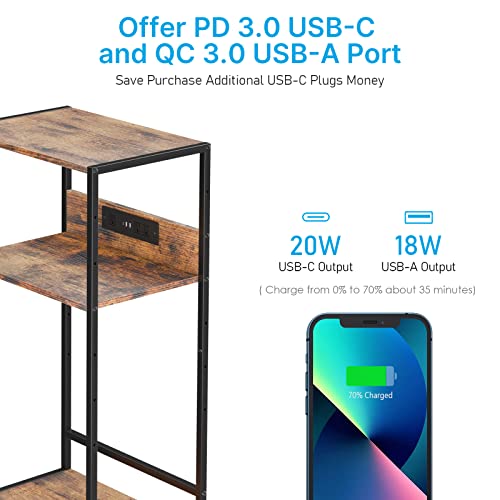 Cccei Computer Tower And Printer Stand With Charging Station, 3 Outlets And Fast Charging Usb Ports, 3 Tier Movable Storage Shelf, Tall Pc Case Or Scanner Table 39 Inches High For Small Home Office. #TOP4