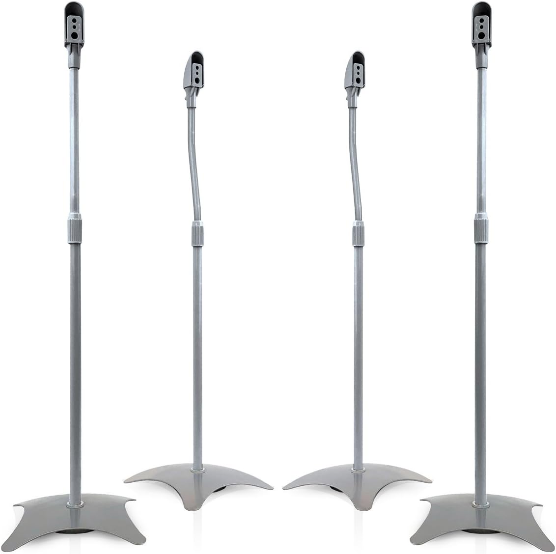 9HORN 5.1 Metal Speaker Stands Kit Height Adjustable (Silver, 2 Pairs)