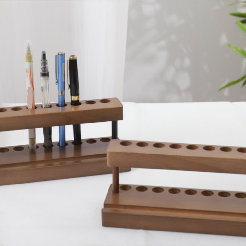 Stifteköcher Stifte Halter Schreibtisch-Stifthalter Mit 9 Stiftfächern Und Einem Telefonständer Schreibtisch-Organizer(Walnut)