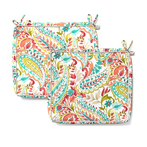 Twlear Outdoor Cushion Covers For Patio Furniture, Patio Cushion Covers Replacement, Water Resistant Chair Cushion Slipcovers, 20" X 18" X 4", 2 Pack, Pretty Paisley (Covers Only) #TOP8