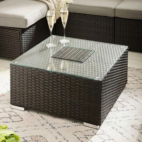 Furniturebox UK Outdoor Furniture - Orlando Brown Rattan Garden Coffee Table with Built-in Ice Box – Chic Modern Drinks Cooler Setup Ideal for Patio, Deck & Conservatory - Image 2