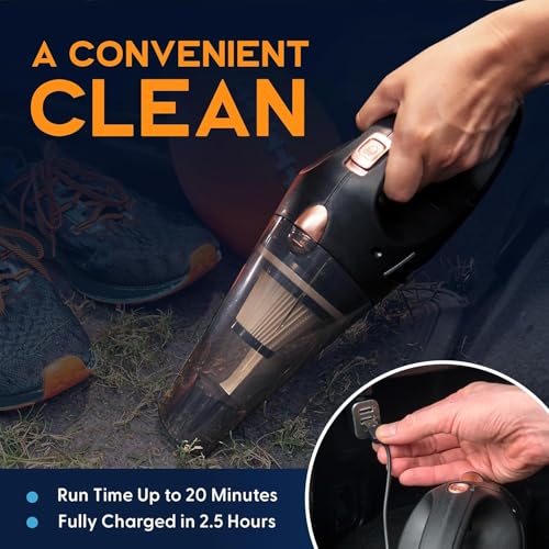 Image of Power Practical Handheld Cordless Vacuum Cleaner, Rechargeable Portable Car Vacuums W /Strong Suction, Bag & Attachments, Small Vac Cleaner for Car, Couch, Home, Car Suction Cleaner