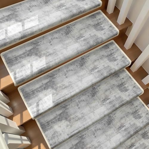 TANVILL Bullnose Stair Treads for Wooden Steps Non-Slip Carpet Stair Treads