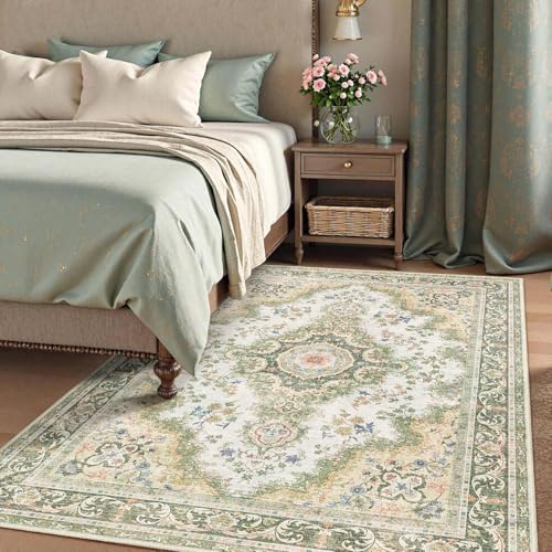 Tapete verde 4'x6.5' lavable para interiores miniatura 3