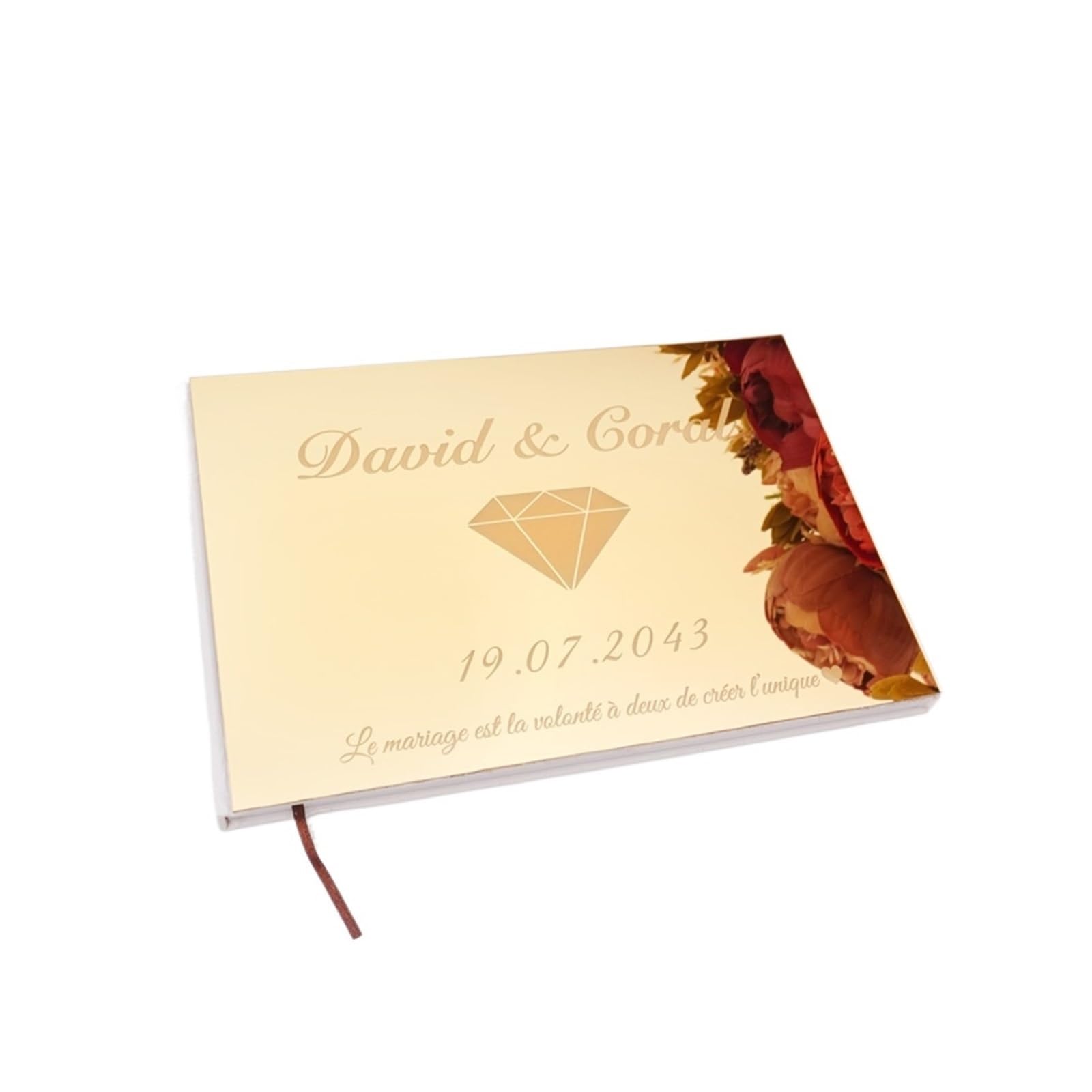 Guest Book Matrimonio Libro delle firme di nozze in acrilico orizzontale | Disposizione Orizzontale Comoda For L'operazione Di Scrittura Della Firma Dell'ospite(Gold)