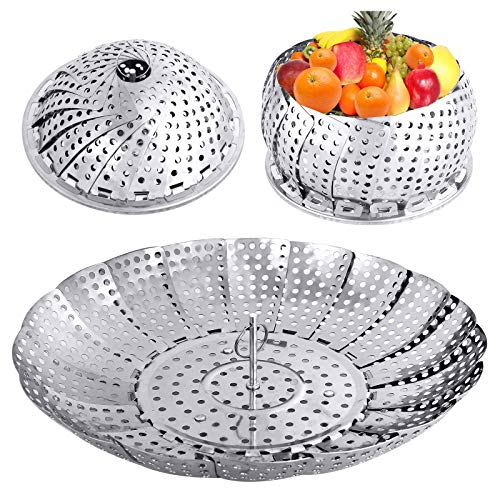 Comparison: Best Metal Folding Colander 11 Large Veggie Vegetable Steamer Basket, Folding Steaming Basket, Collapsible Metal Stainless Steel Steamer Basket Insert, for Cooking Food, Expandable Fit Various Size Pot(7.1" to 11.8") YLYL