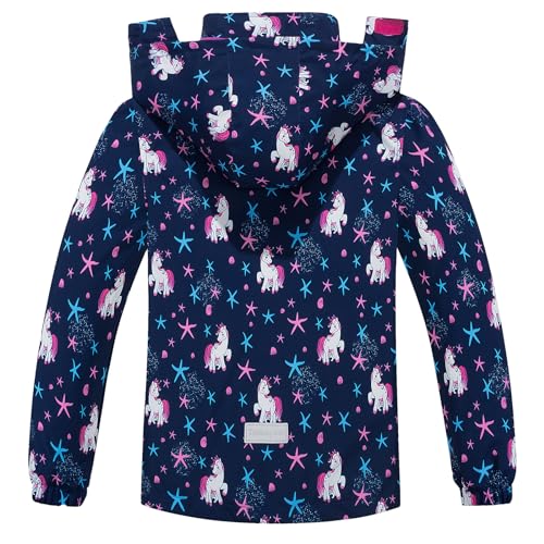 Girls Rain Jackets Lightweight Waterproof Hooded Winter Raincoats Windbreakers for Kids Fleece Knitted Lining3