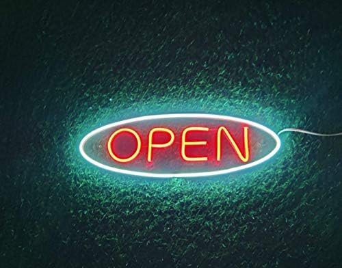 Hanture Open LED Neon Sign 6x18 inches Feet with Adaptor
