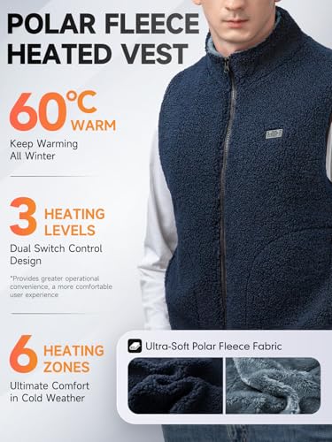 LABEWVI Fleece Heated Vest for Men & Women - 10000mAh USB Rechargeable Battery, Lightweight Heating Vest2