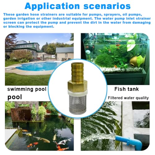 Image of Stainless steel filter copper tube joint 14mm diameter hose connection, garden, swimming pool, fish tank hose filter, Suction Strainers Used to Remove Debris and Reduce Solid Entry(14mm)