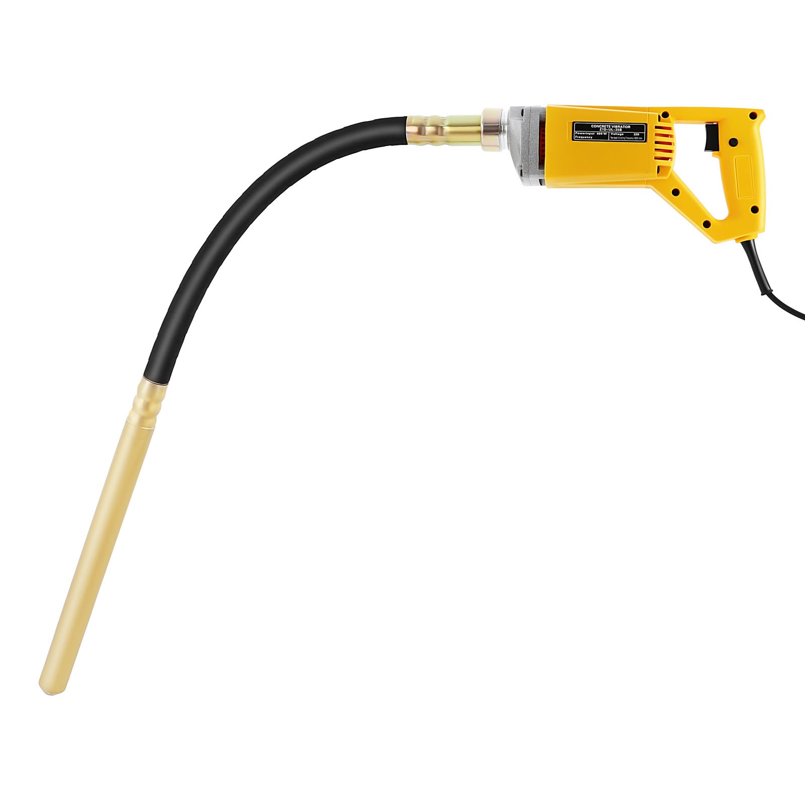 vibratore elettrico per calcestruzzo, 1300 W, con tubo da 2 m, 4500 – 5600 giri/min, per una rapida compattazione del calcestruzzo bagnato, ideale per strade, tunnel case, ponti e cantieri