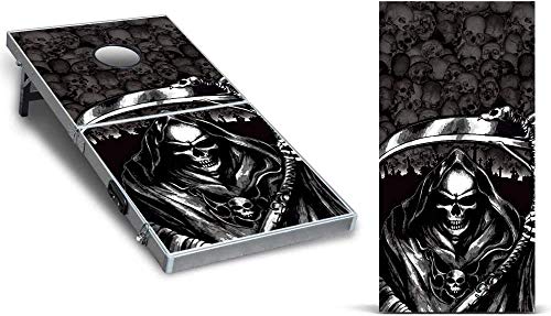 247 Skins Cornhole Decal Design Graphic Vinyl Wrap Sticker Skin Corn Hole Board Set 2-Pack - Reaper Black
