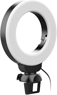 Mikikit 1 Set Live Fill Light Mini Laptop Computer Ring Light Computer Laptop Ring Loght Clip Selfie Ring Light Plastic Black Ring Light Clip on Ring Light for Video Recording Video Light