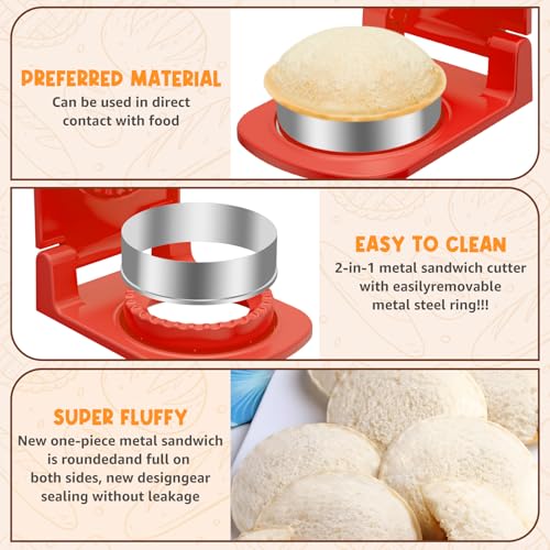 Metal Sandwich Cutter and Sealer - Round Crustless Sandwich Cutter for Peanut Butter and Jelly Sandwich Maker, PB&J Snacks Party Food Prep