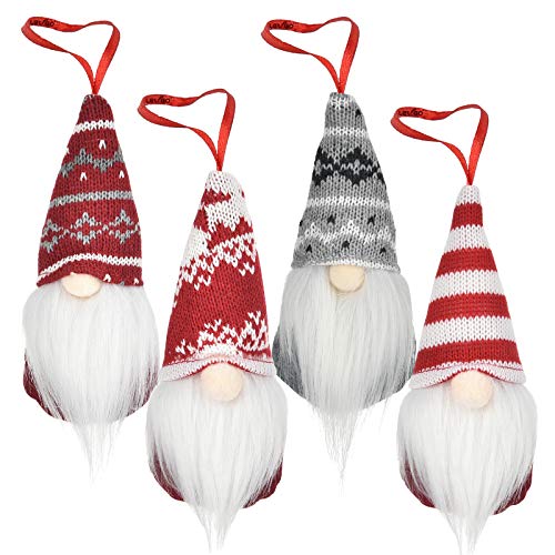 HailiCare 4 Stück Weihnachtszwerg, Wichtel Handgefertigt, Zwerg Plüsch Puppe Weihnachten Anhänger Deko Plüsch für Zuhause Weihnachten Urlaub Dekoration Urlaub Geschenke