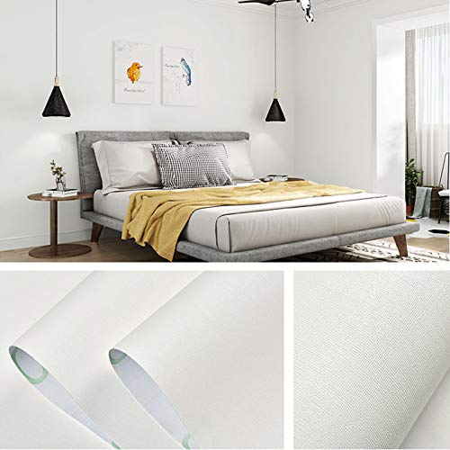 ZOWZOW Peel and Stick Wallpaper White Embossed 15.7in×196.8in Self Adhesive Removable Wallpaper for Badroom and Furniture,Vinyl Film Wall Covering Contact Paper Decorative,Textured Wallpaper