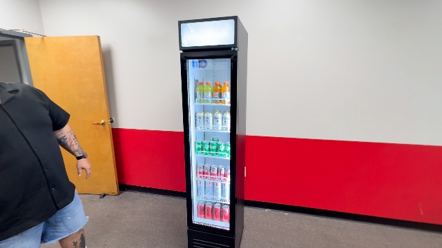 Image of Commercial Beverage Refrigerator Display Fridge,6 Cu Ft Tall Slim Glass Door Merchandiser Skinny Drink Cooler with LED Light Adjustable Shelves,ETL Approval,15.4 inch Wide