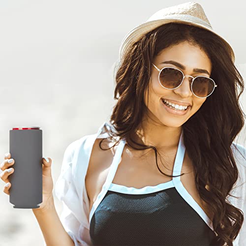 Image of Slim Can Cooler Sleeve 12 Pack - Blank Neoprene Insulated Can Coolers for 12 oz Skinny Beer & Soda Cans - Sublimation Ready Drink Sleeves for Heat Press, Custom Printing & Party Favors (Grey)