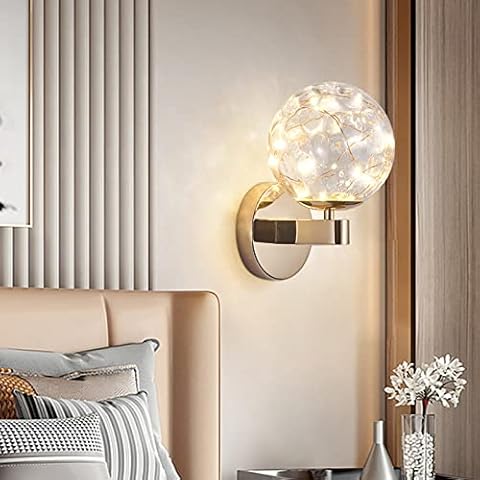 CHEMYO LED Indoor Wall Lamp, Glass Ball Wall Lamps Creative Glass Wall Lights for Bedroom Bedside Hallway Living Room, LED Globe Wall Light(Bulb Included) Cover